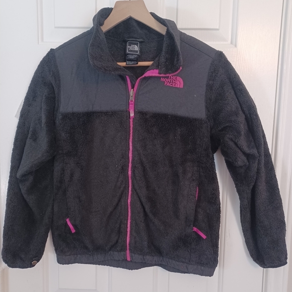 The North Face Blk/hot Pink Zip Front Fleece Girls Sz 14/16 - Picture 1 of 3